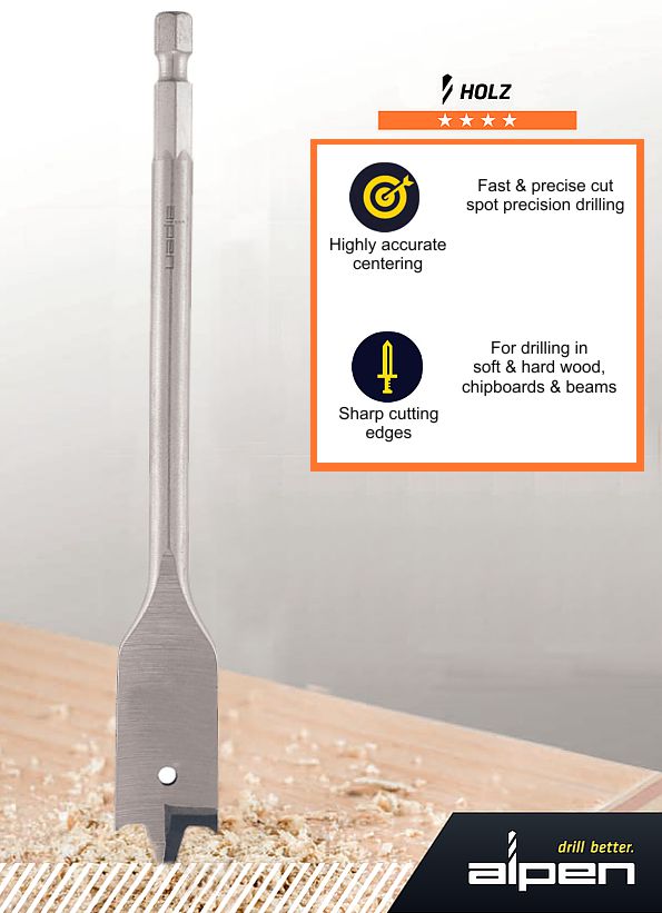 Alpen flat wood bit series drill bit features