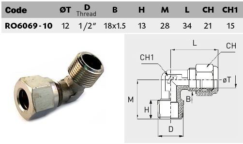 CONICAL MALE ELBOW 12 X 1/2 specs