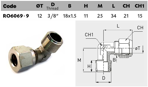 CONICAL MALE ELBOW 12 X 1/2 specs